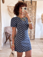 Robe Oriane - Jean bleu à pois