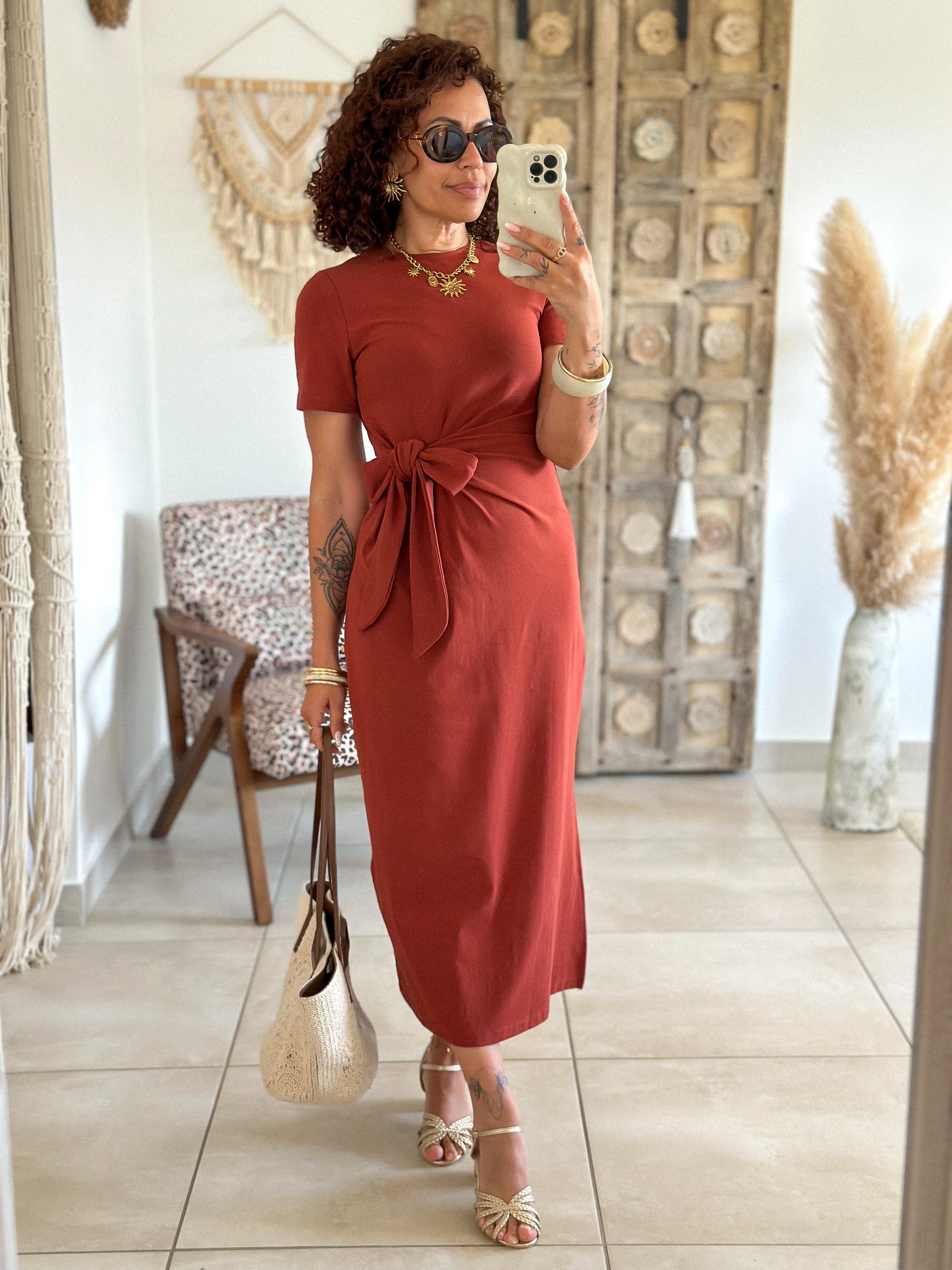 Robe Joyce - Longue à nouer terracotta