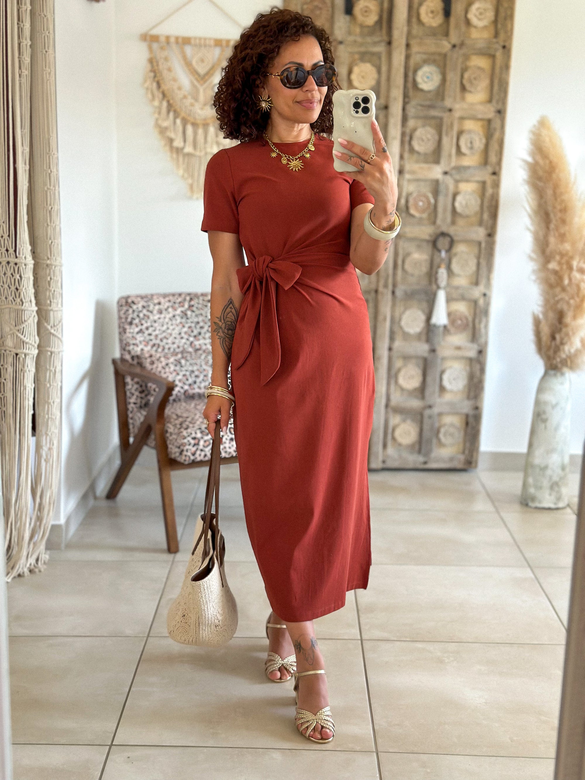 Robe Joyce - Longue à nouer terracotta