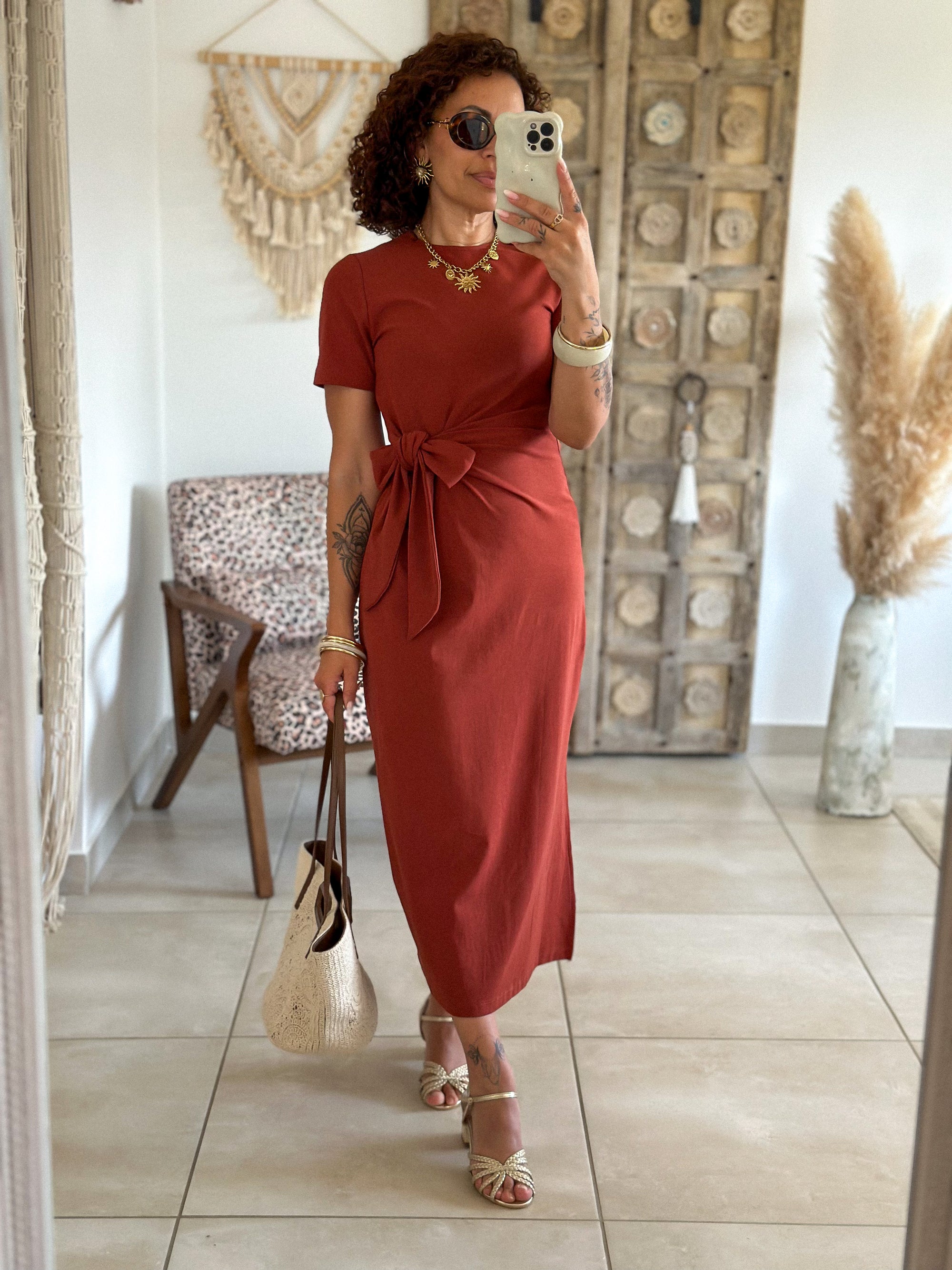 Robe Joyce - Longue à nouer terracotta