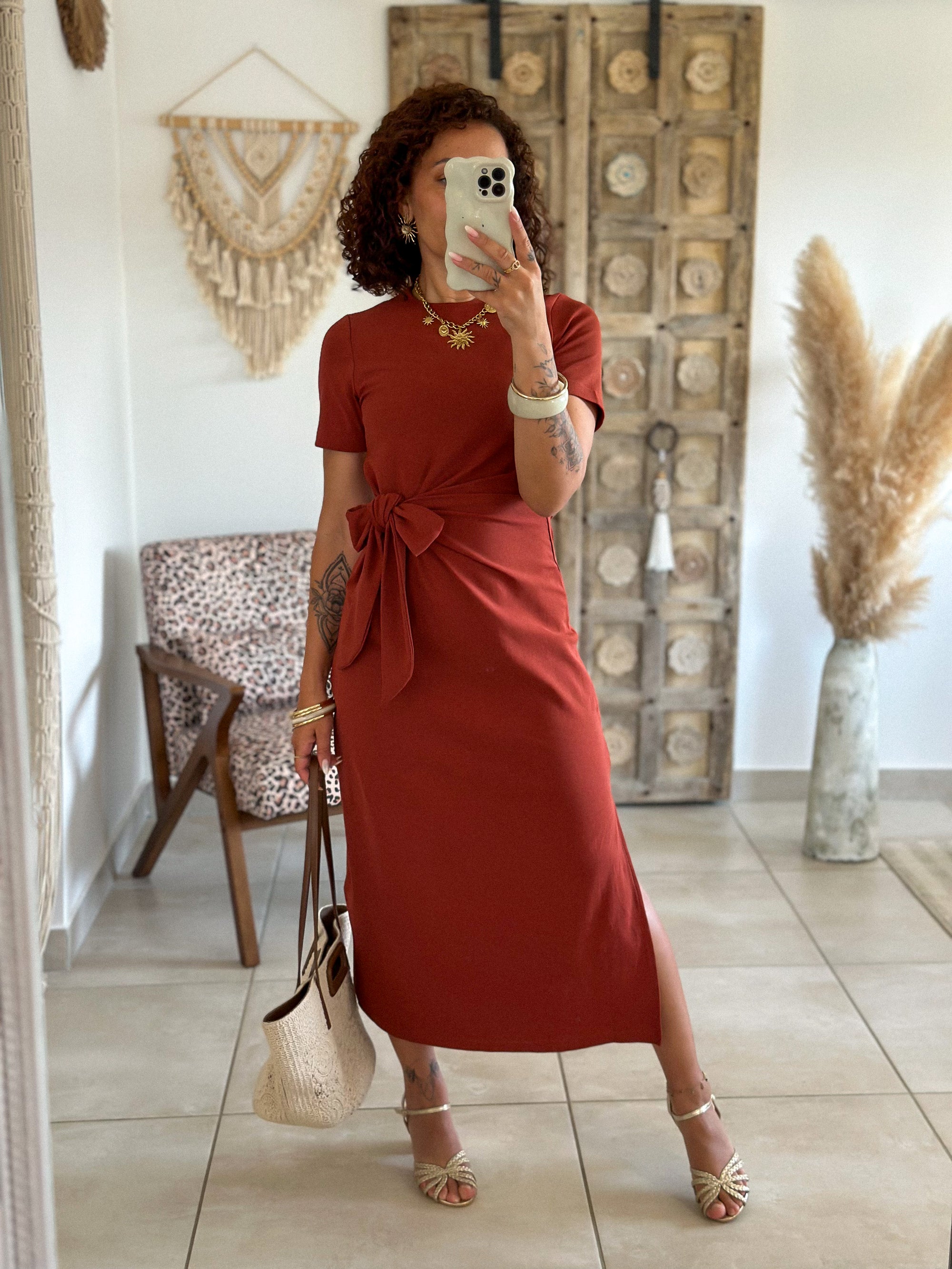 Robe Joyce - Longue à nouer terracotta