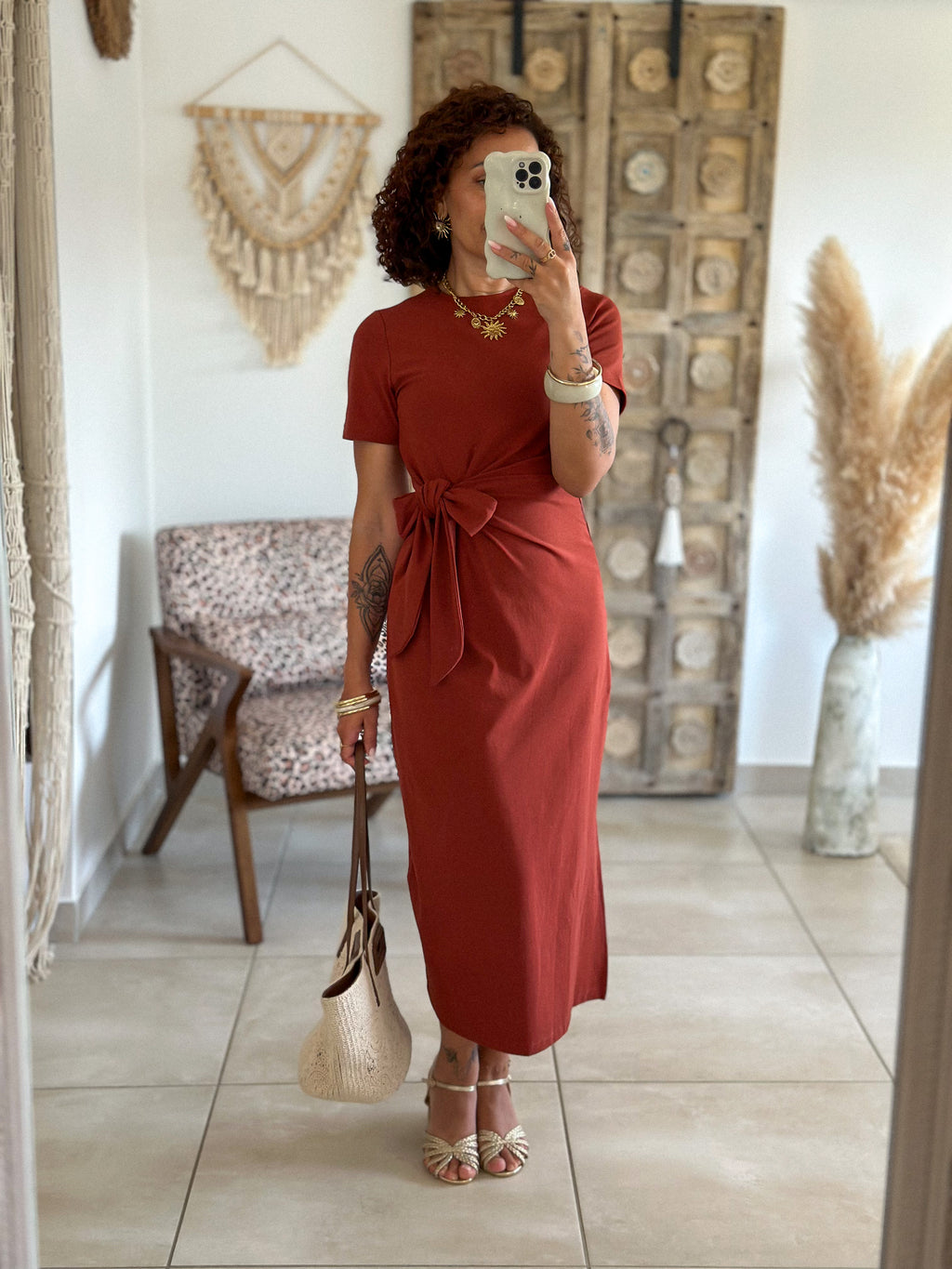 Robe Joyce - Longue à nouer terracotta