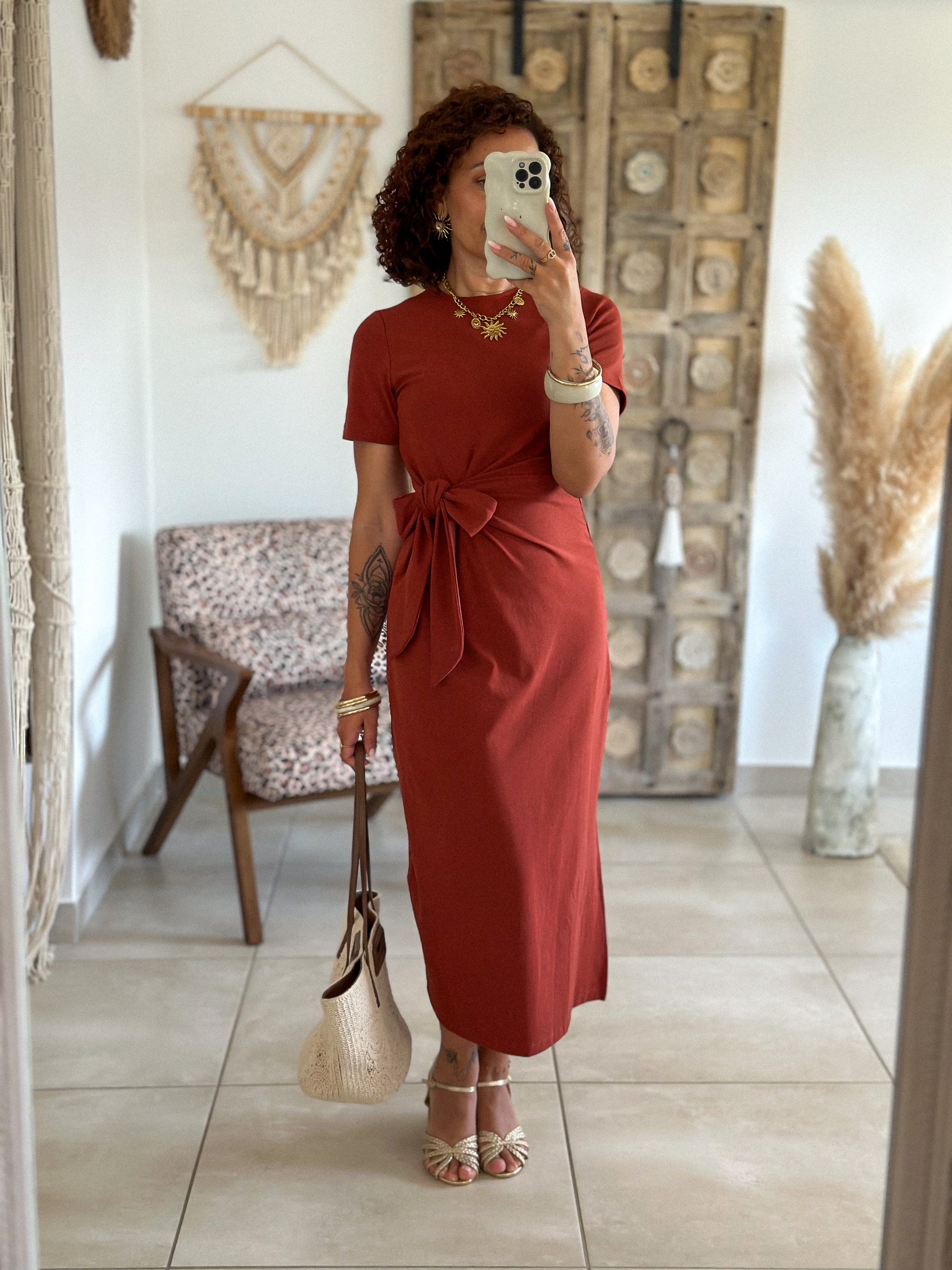 Robe Joyce - Longue à nouer terracotta