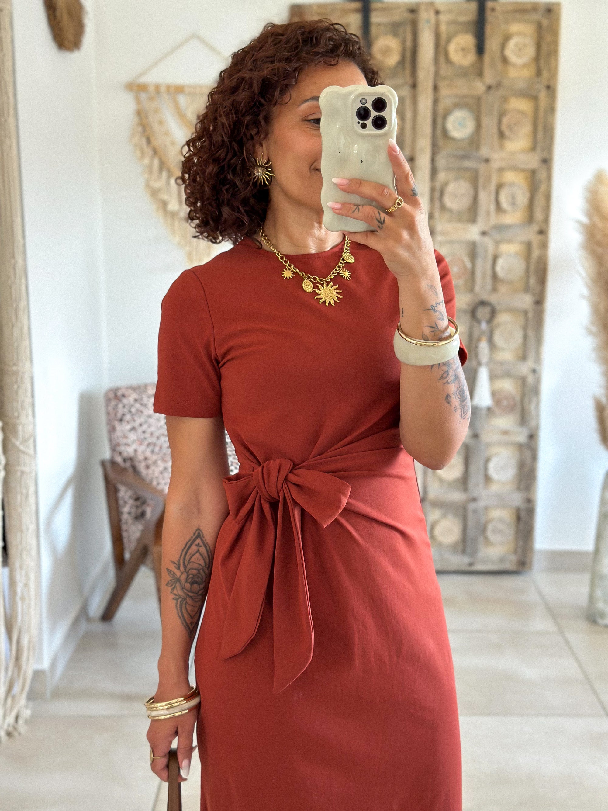 Robe Joyce - Longue à nouer terracotta