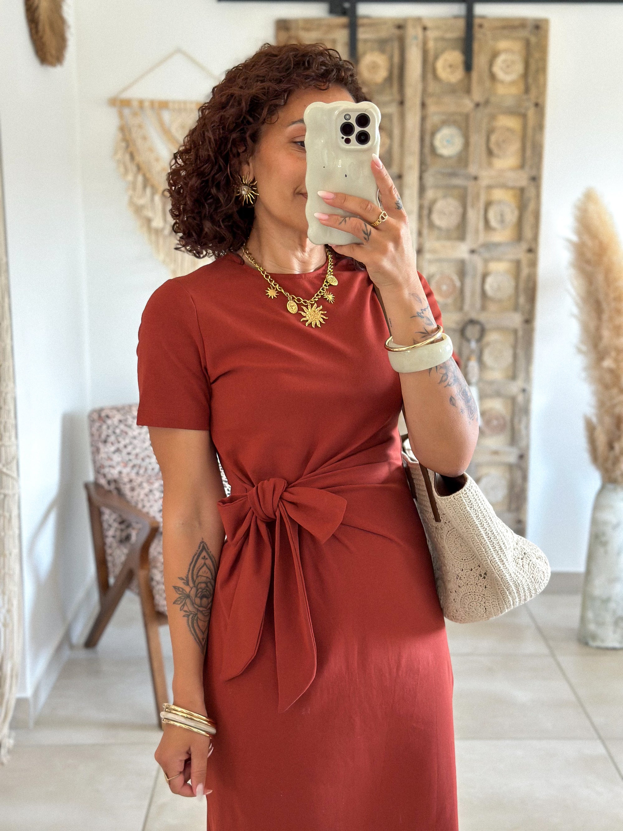 Robe Joyce - Longue à nouer terracotta
