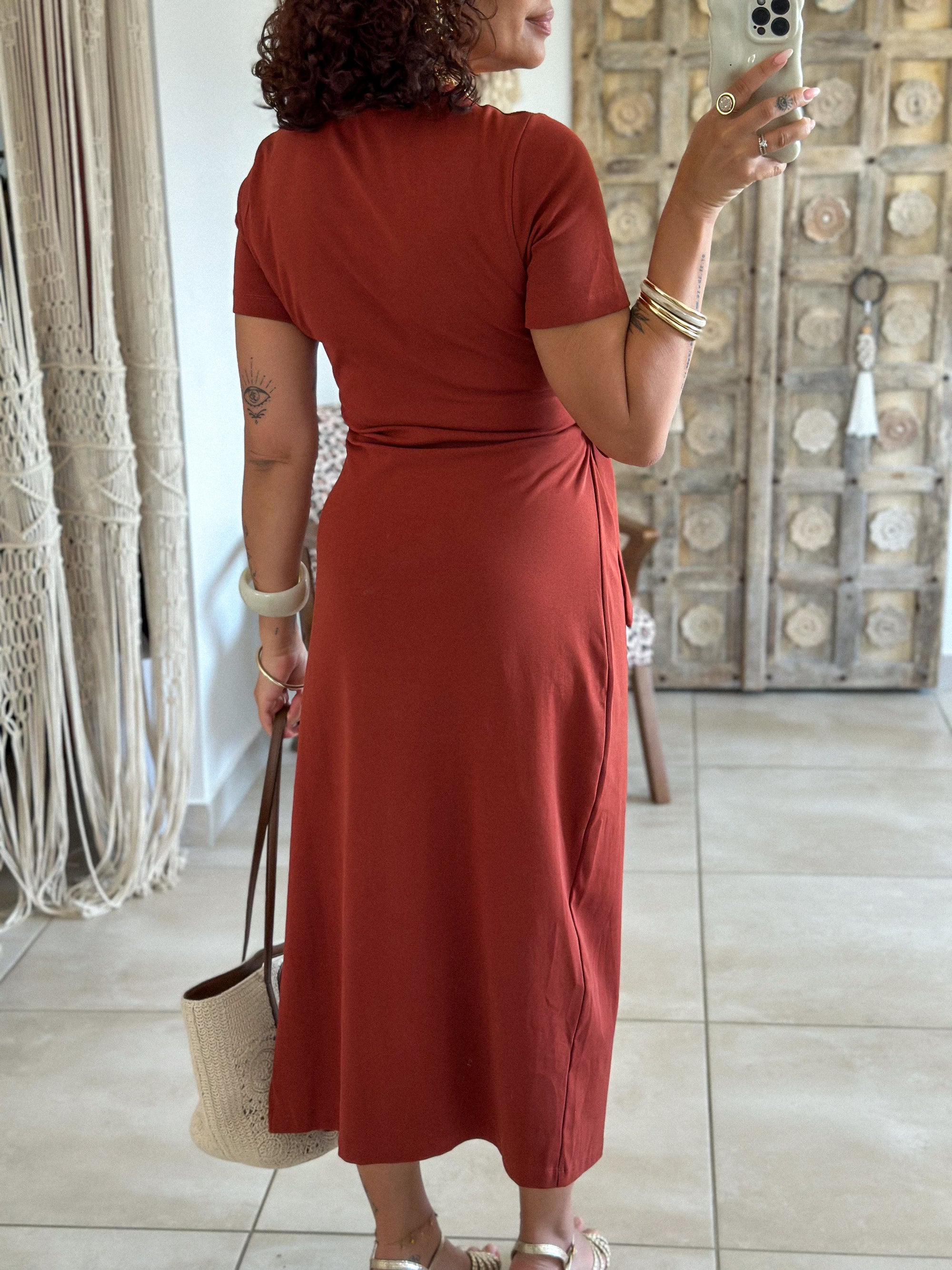 Robe Joyce - Longue à nouer terracotta