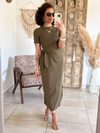 Robe Joyce - Longue à nouer kaki