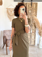 Robe Joyce - Longue à nouer kaki