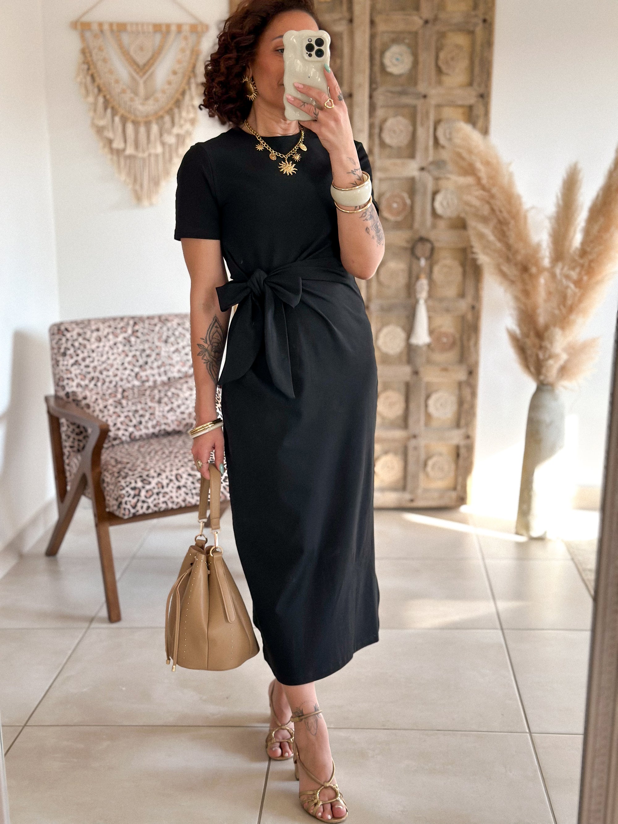 Robe Joyce - Longue à nouer noir