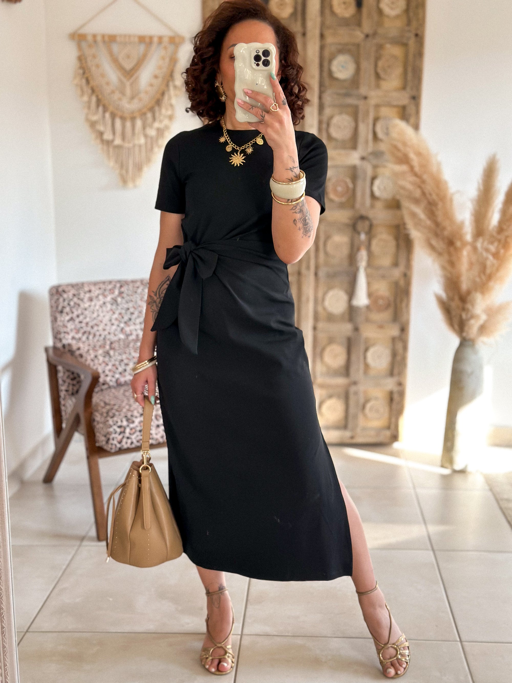 Robe Joyce - Longue à nouer noir