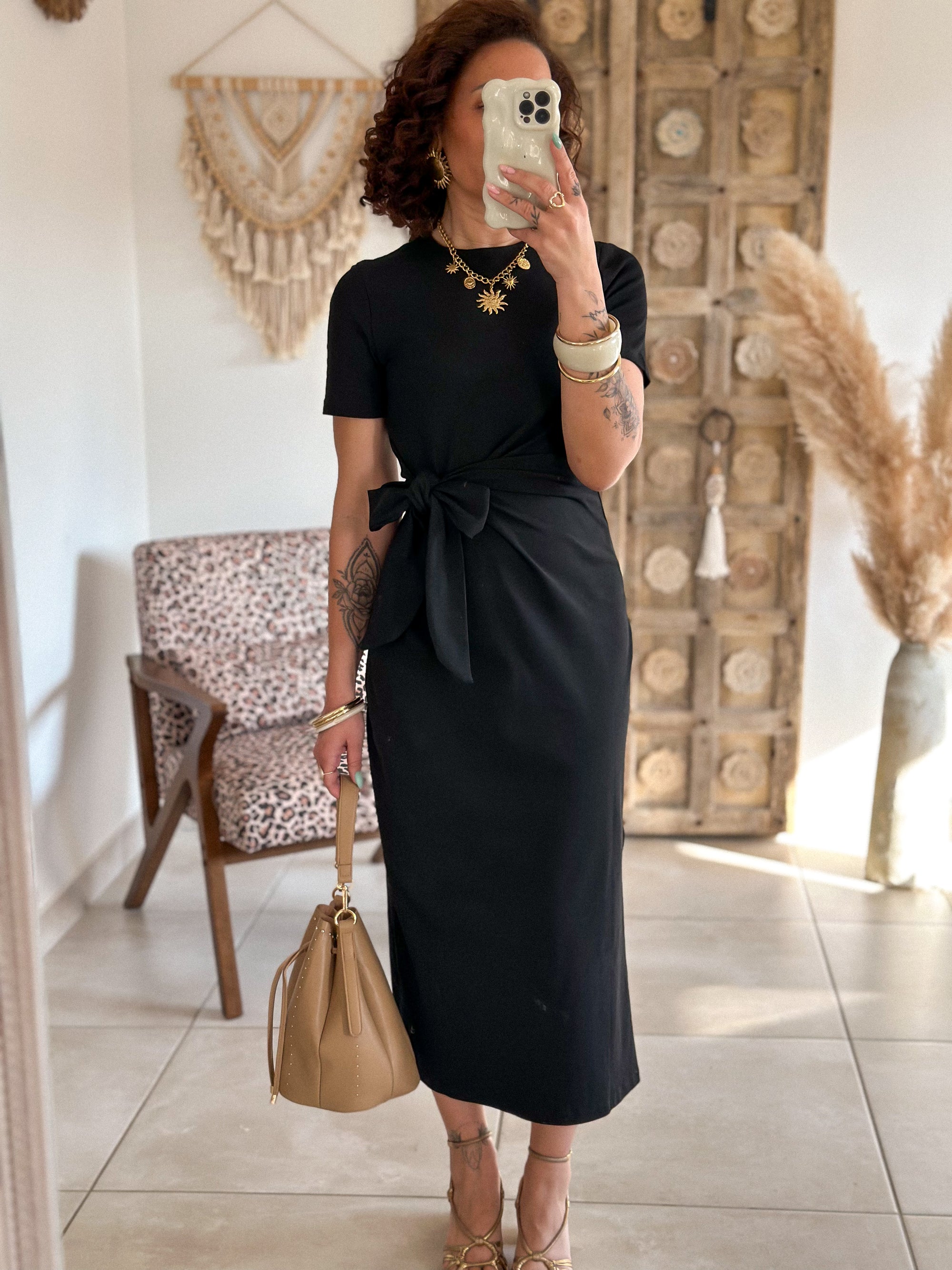 Robe Joyce - Longue à nouer noir