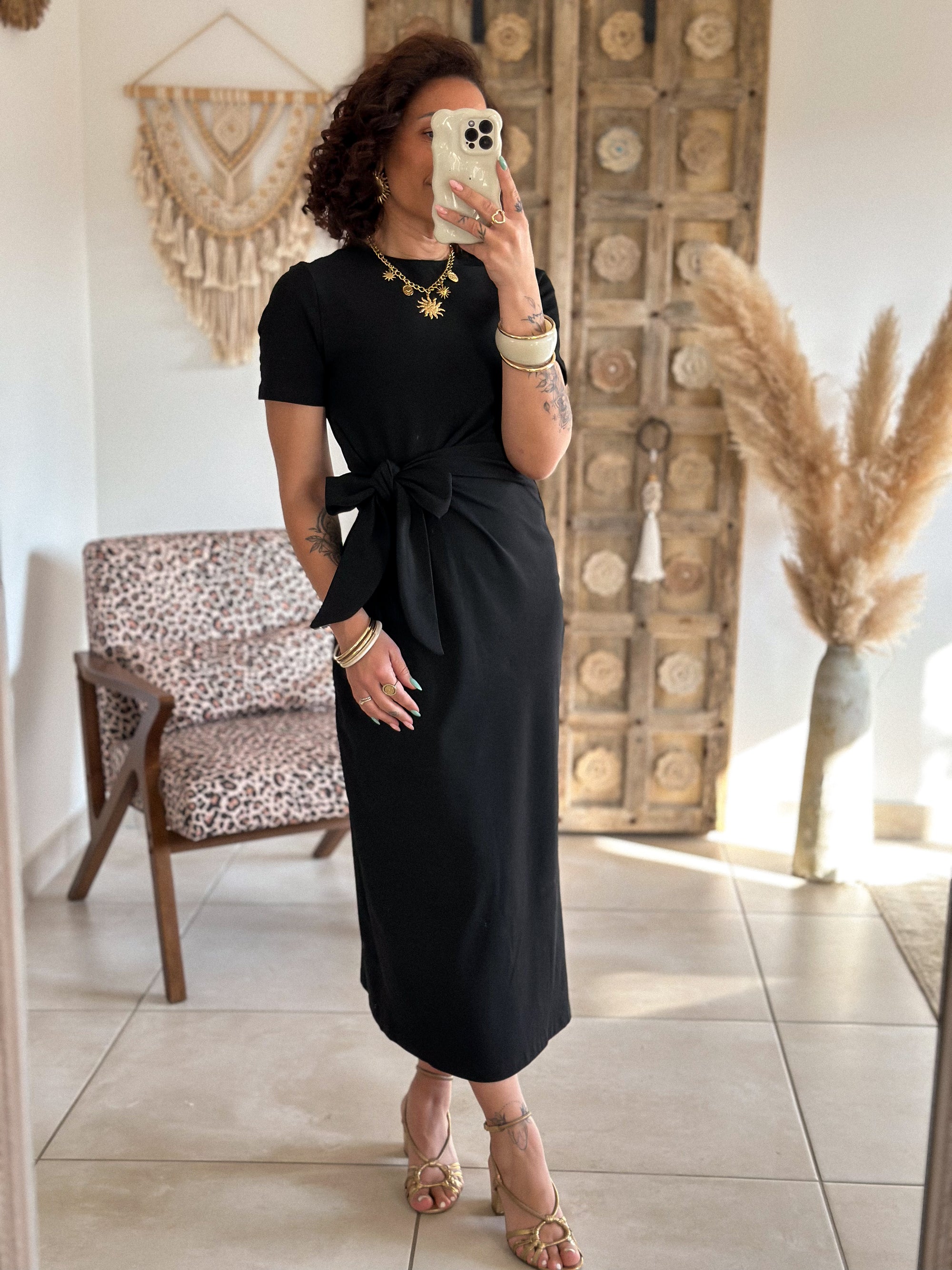 Robe Joyce - Longue à nouer noir