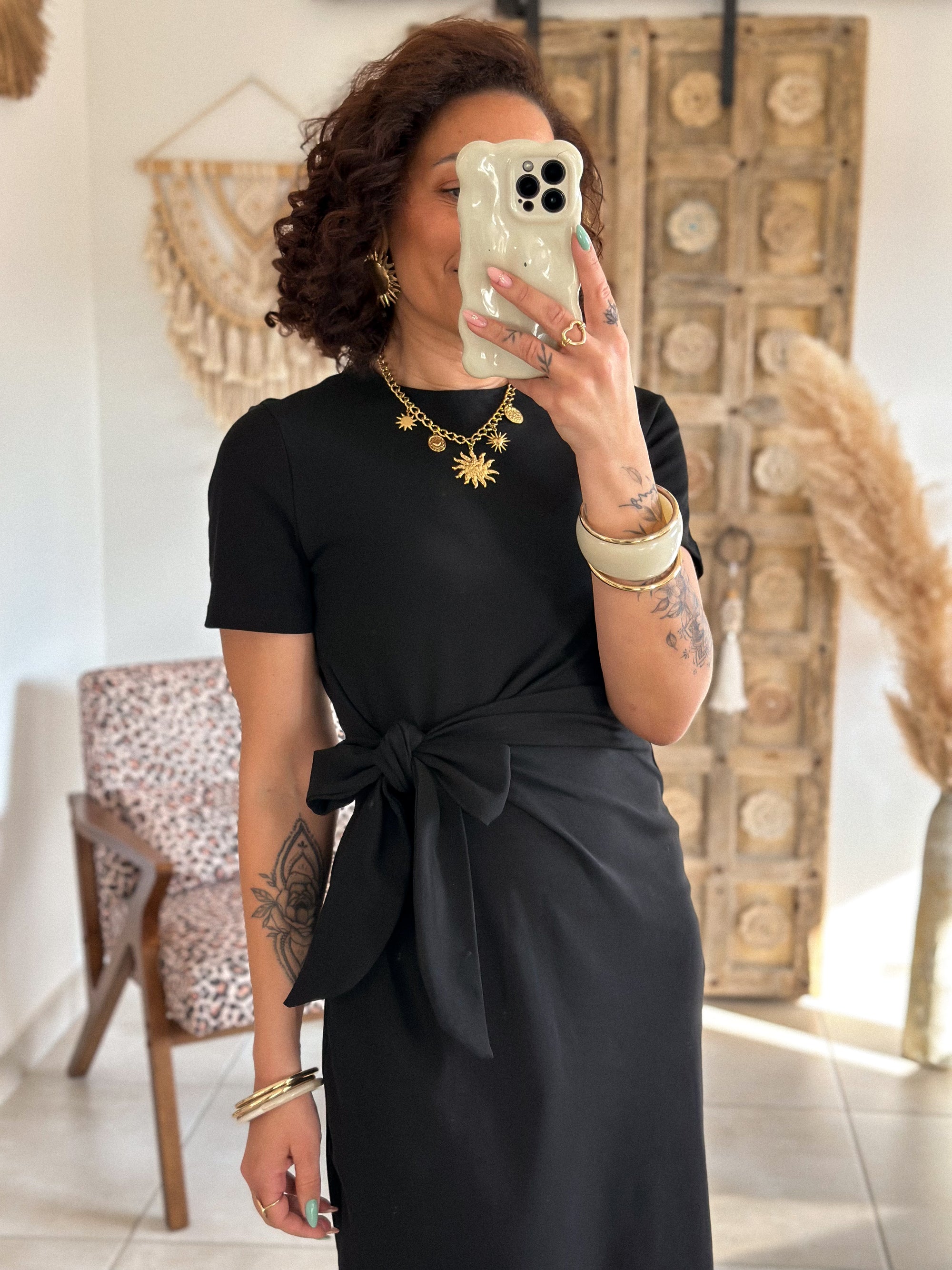 Robe Joyce - Longue à nouer noir