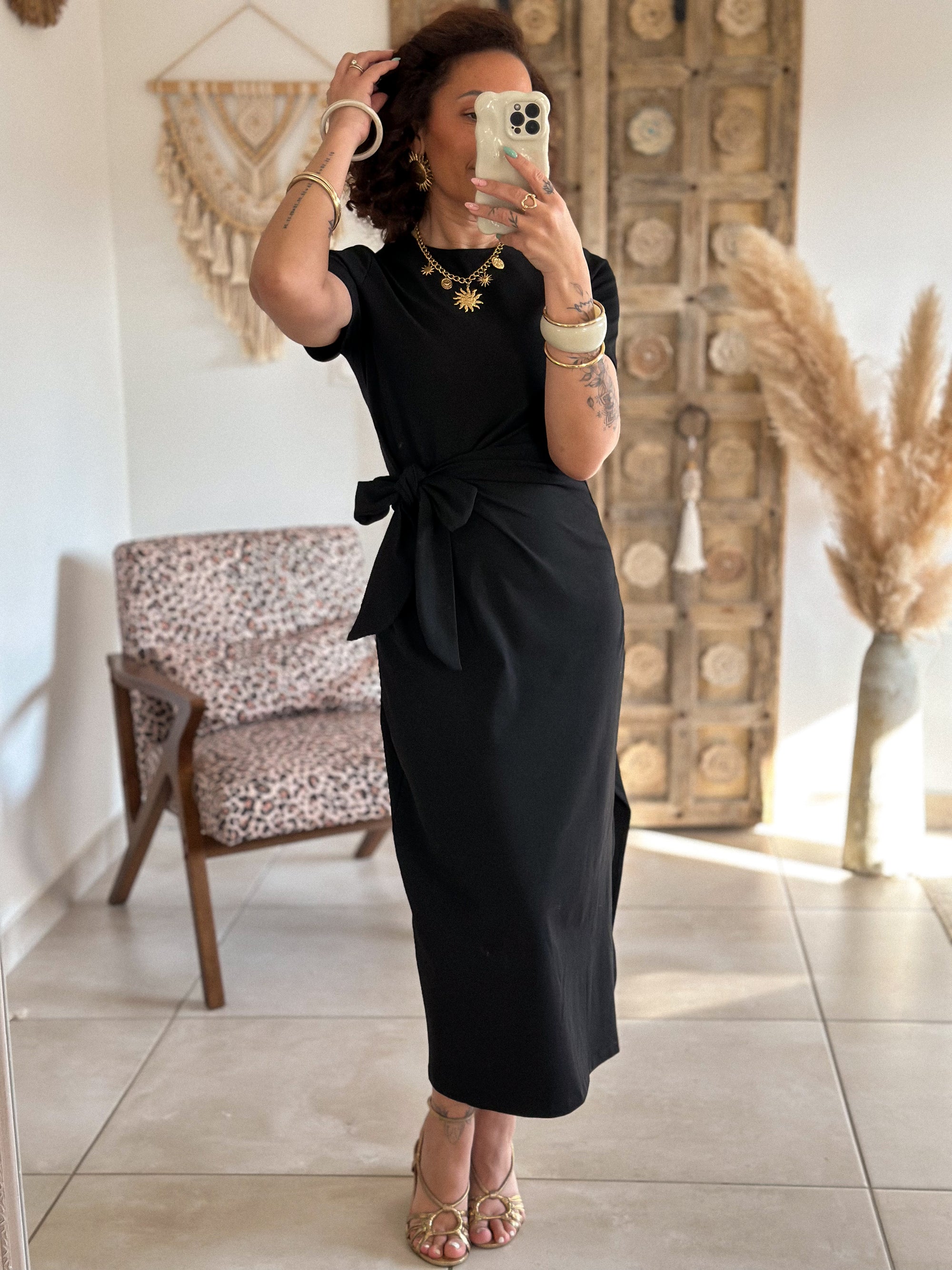 Robe Joyce - Longue à nouer noir