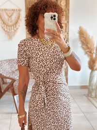 Joya Dress - Tie-front Leopard