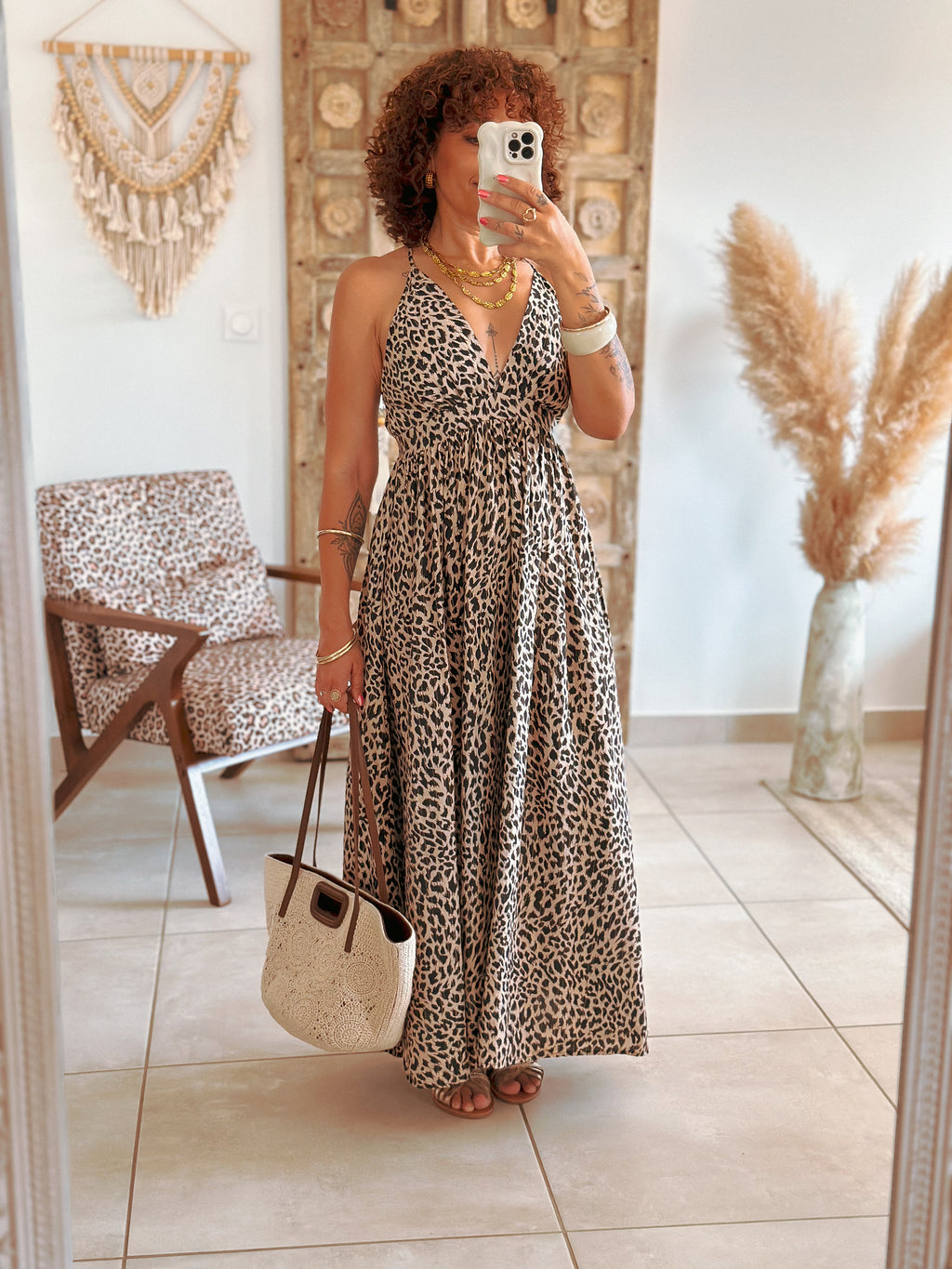 Robe Tess - Longue léopard