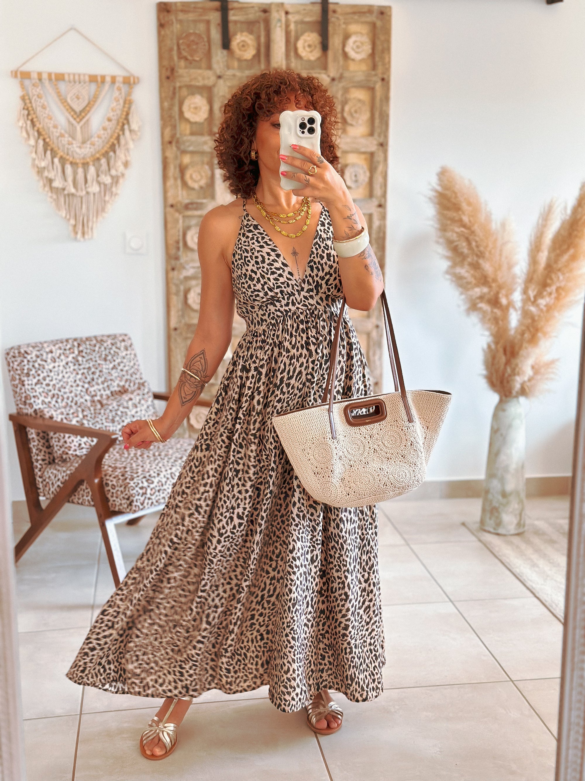 Robe Tess - Longue léopard