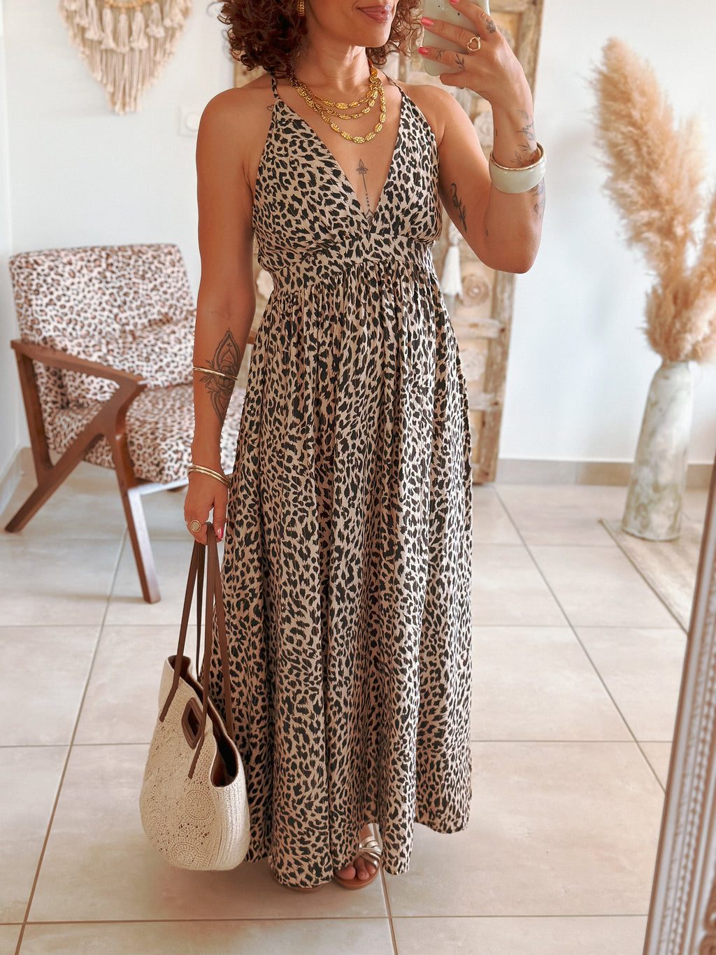 Robe Tess - Longue léopard