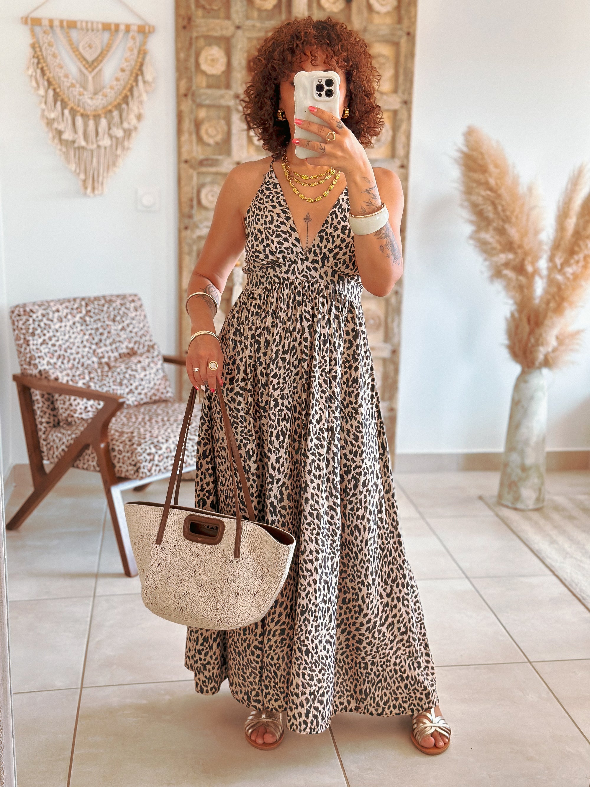 Robe Tess - Longue léopard