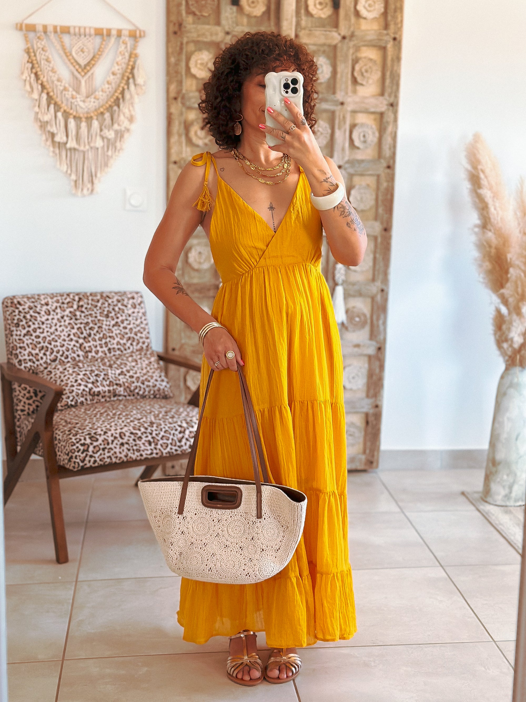 Robe Lila - Longue moutarde