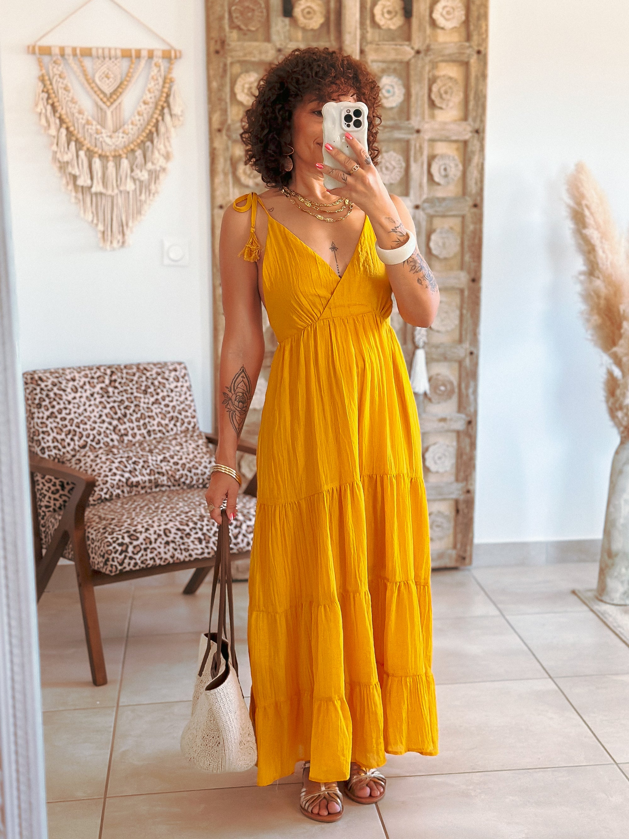 Robe Lila - Longue moutarde