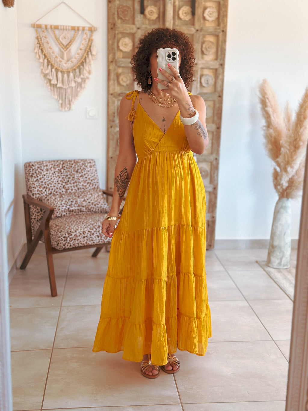 Robe Lila - Longue moutarde