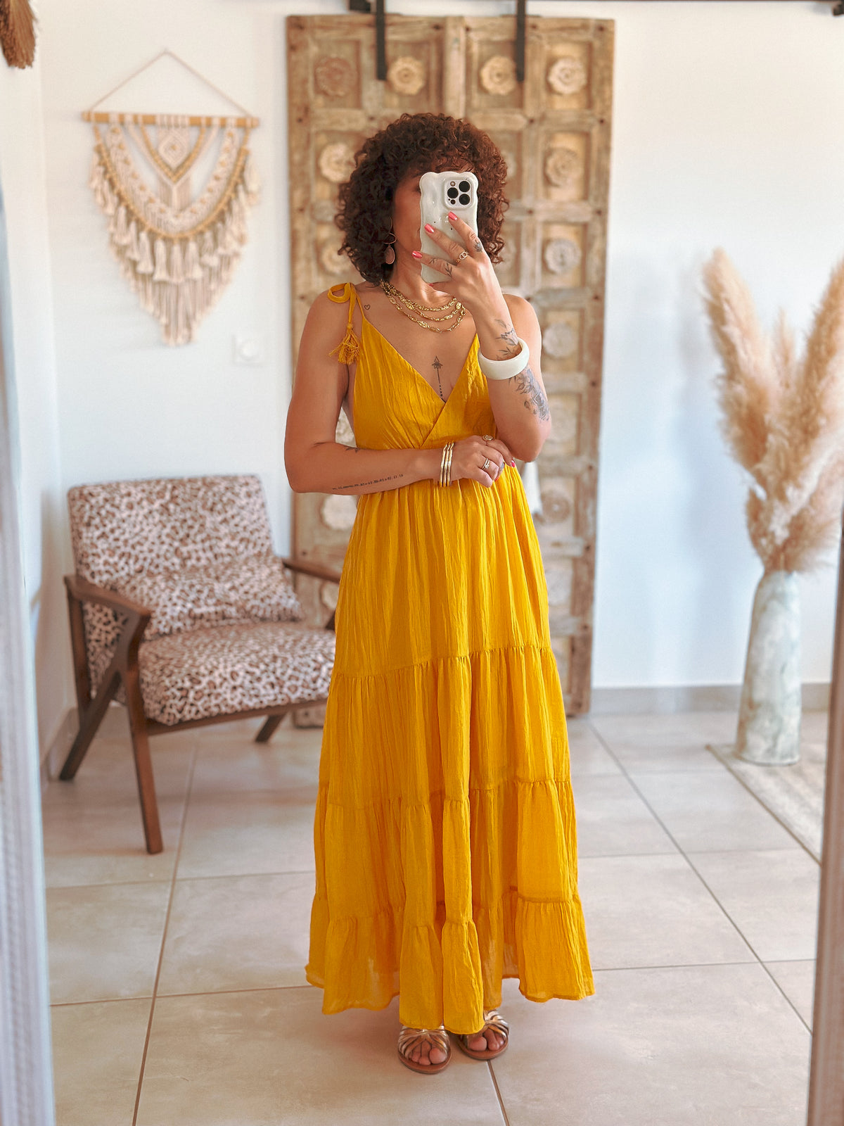 Robe Lila - Longue moutarde