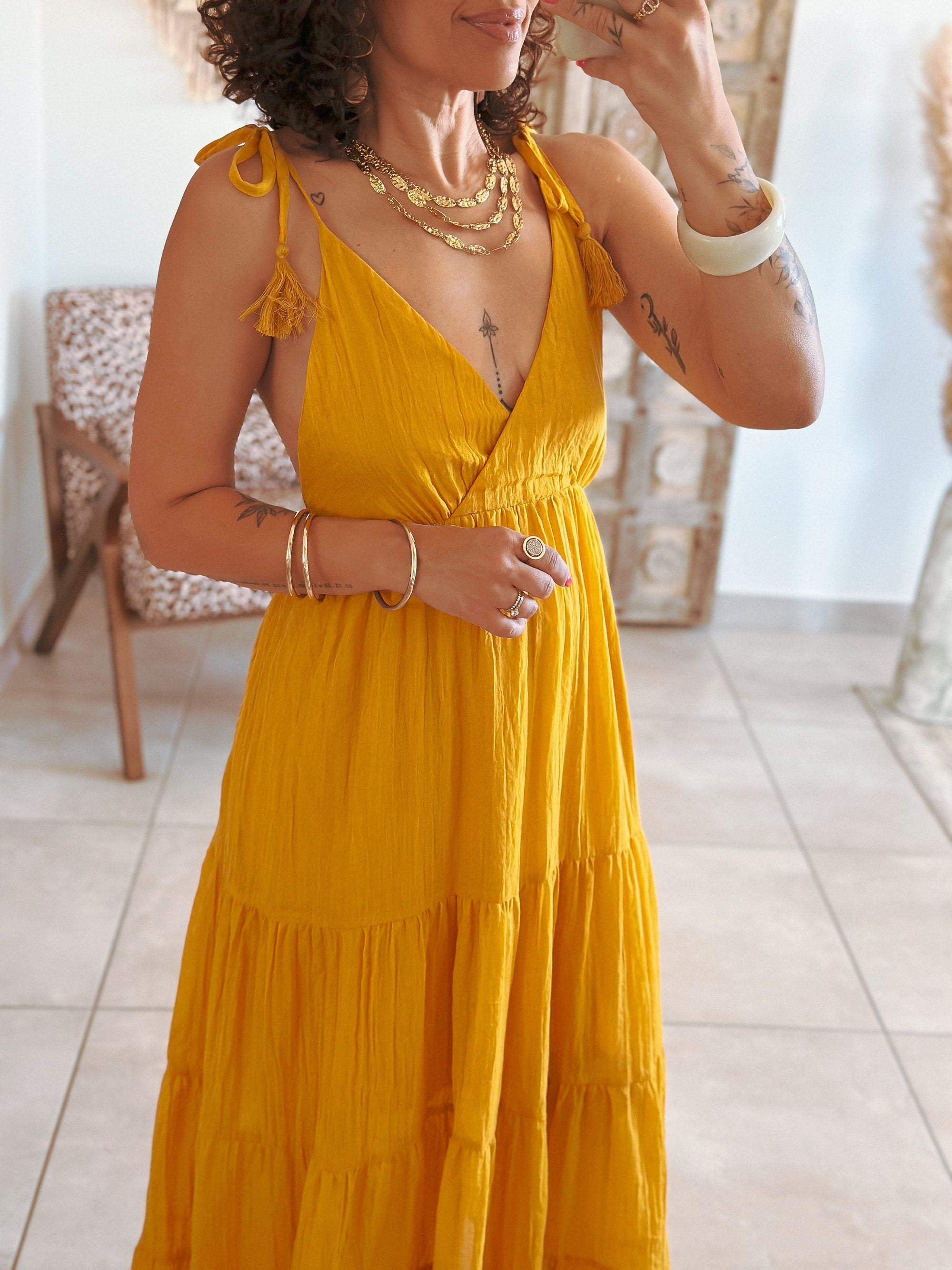 Robe Lila - Longue moutarde
