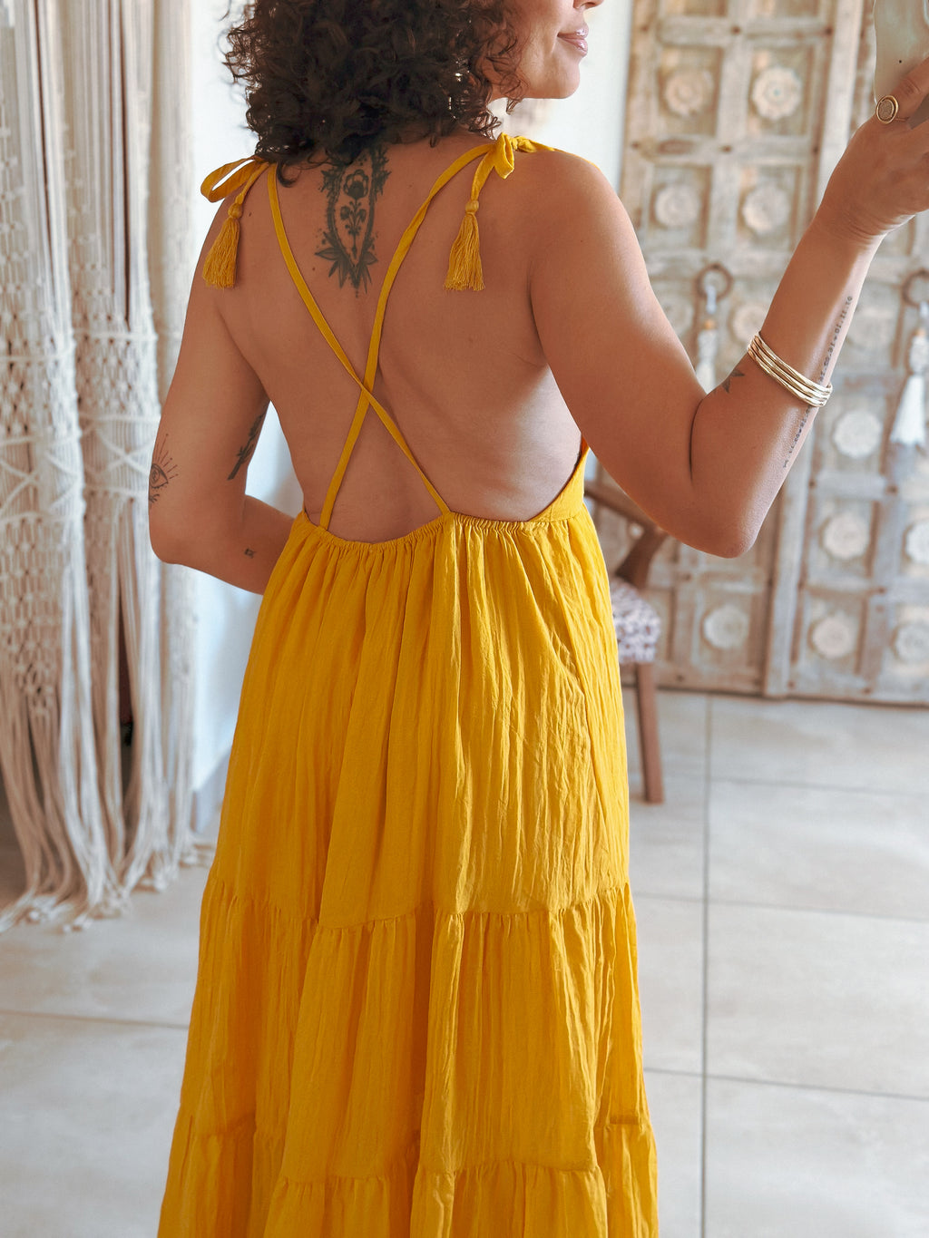 Robe Lila - Longue moutarde