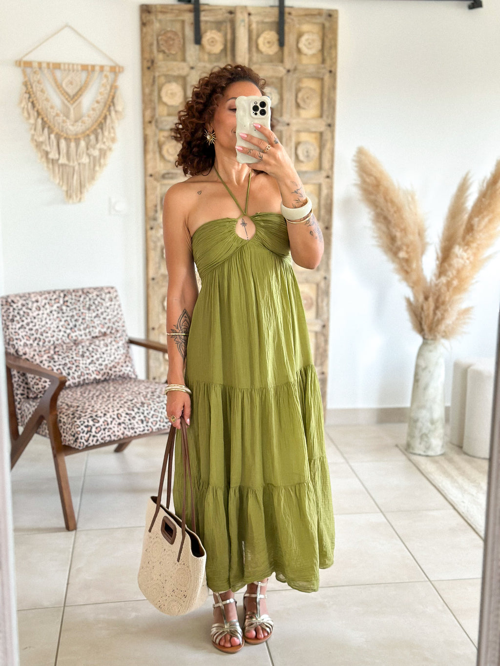 Robe Liv - Coton olive