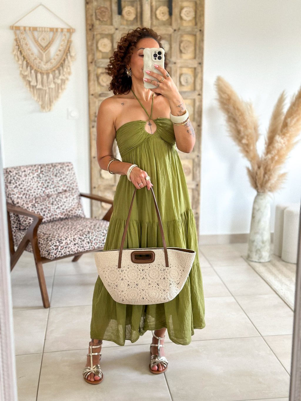 Robe Liv - Coton olive