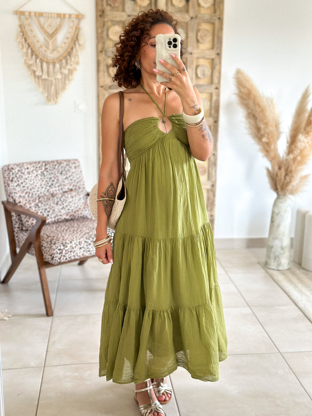 Robe Liv - Coton olive