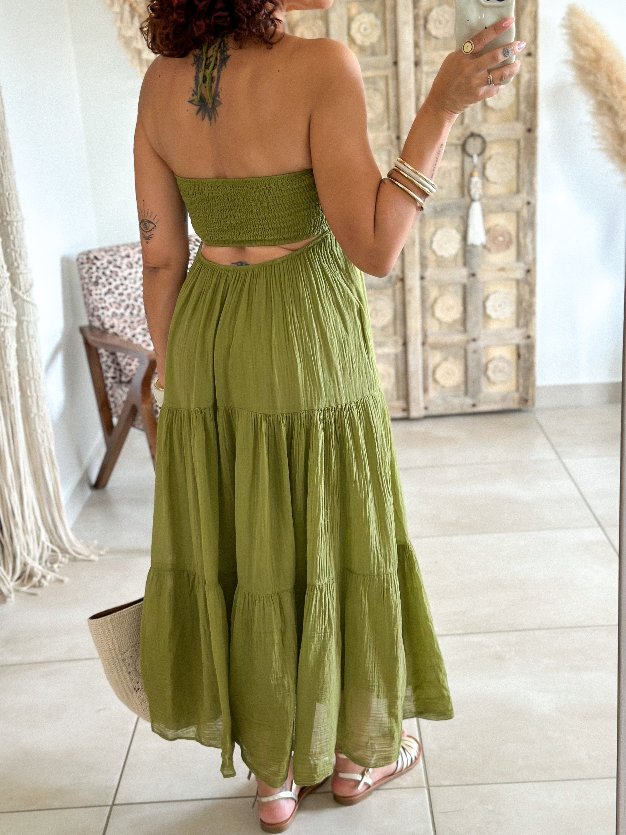 Robe Liv - Coton olive