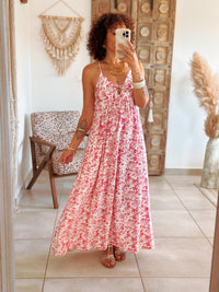 Albane Dress - Long floral fuchsia