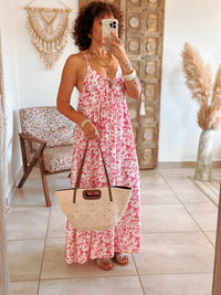 Albane Dress - Long floral fuchsia