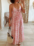 Robe Albane - Longue fleurie fuschia
