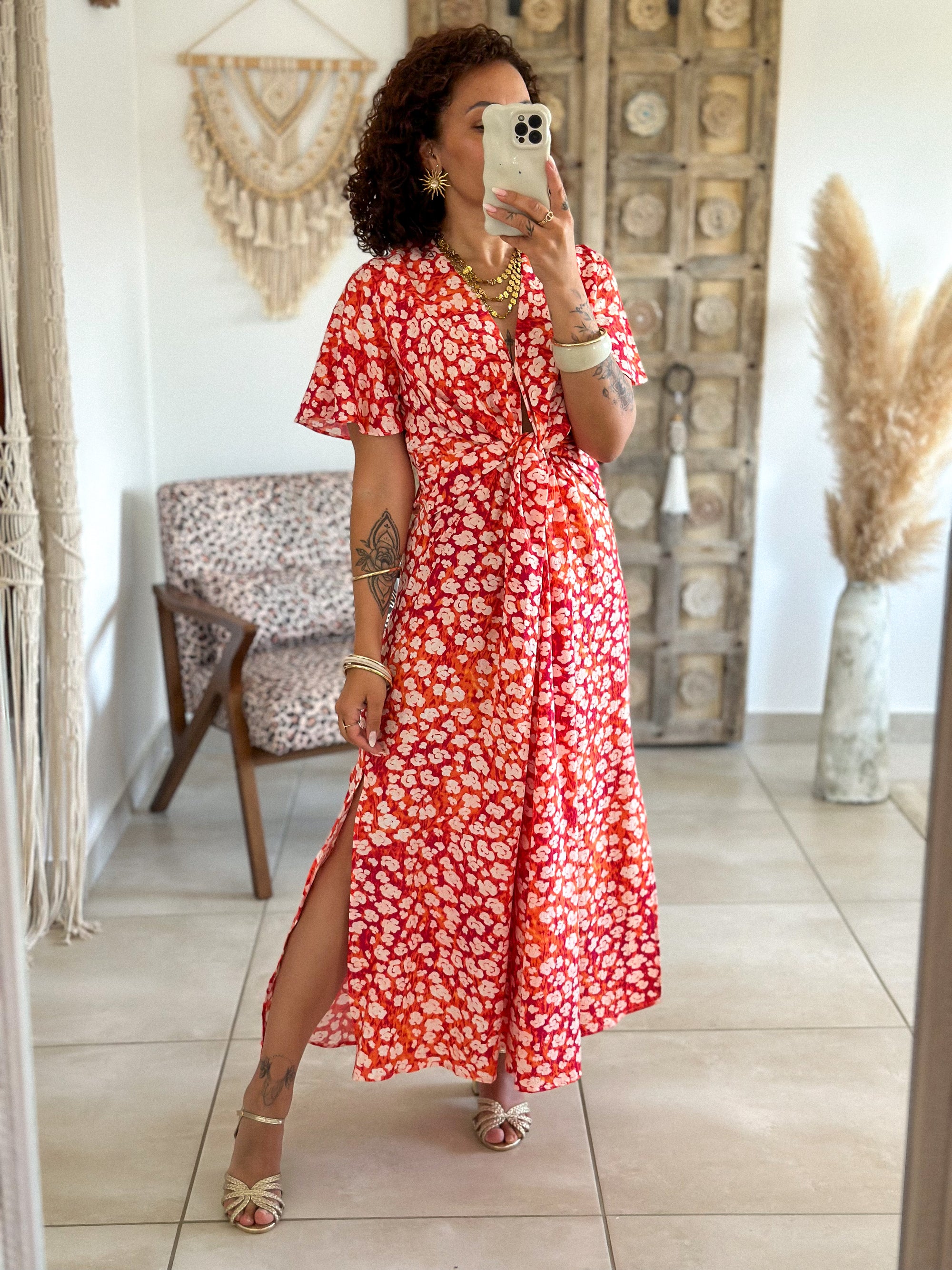 Robe Lana - Fleurie rouge