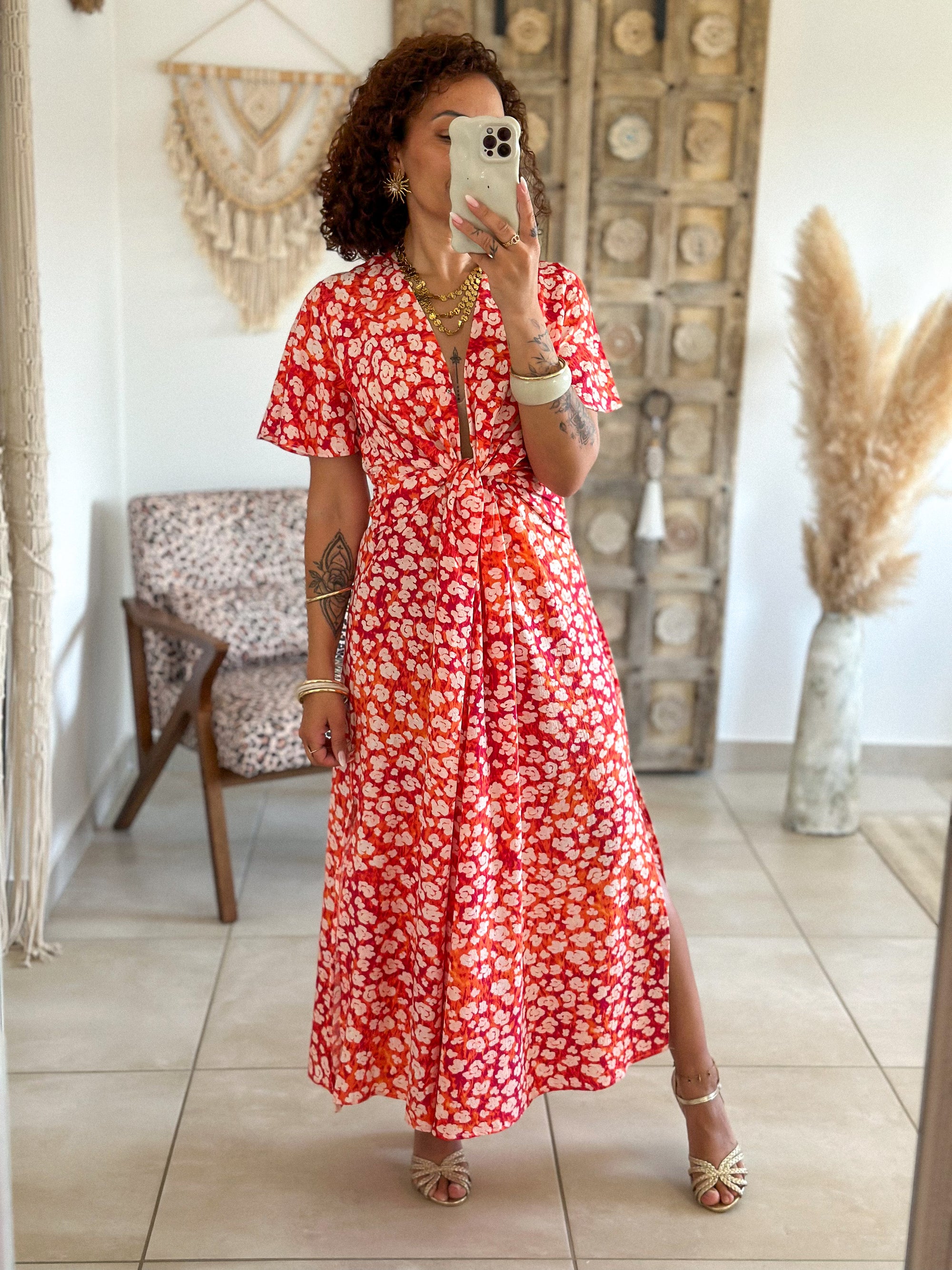 Robe Lana - Fleurie rouge