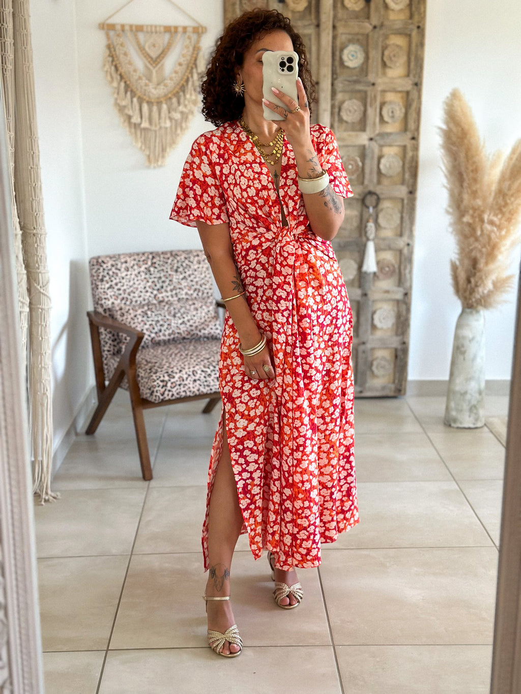 Robe Lana - Fleurie rouge