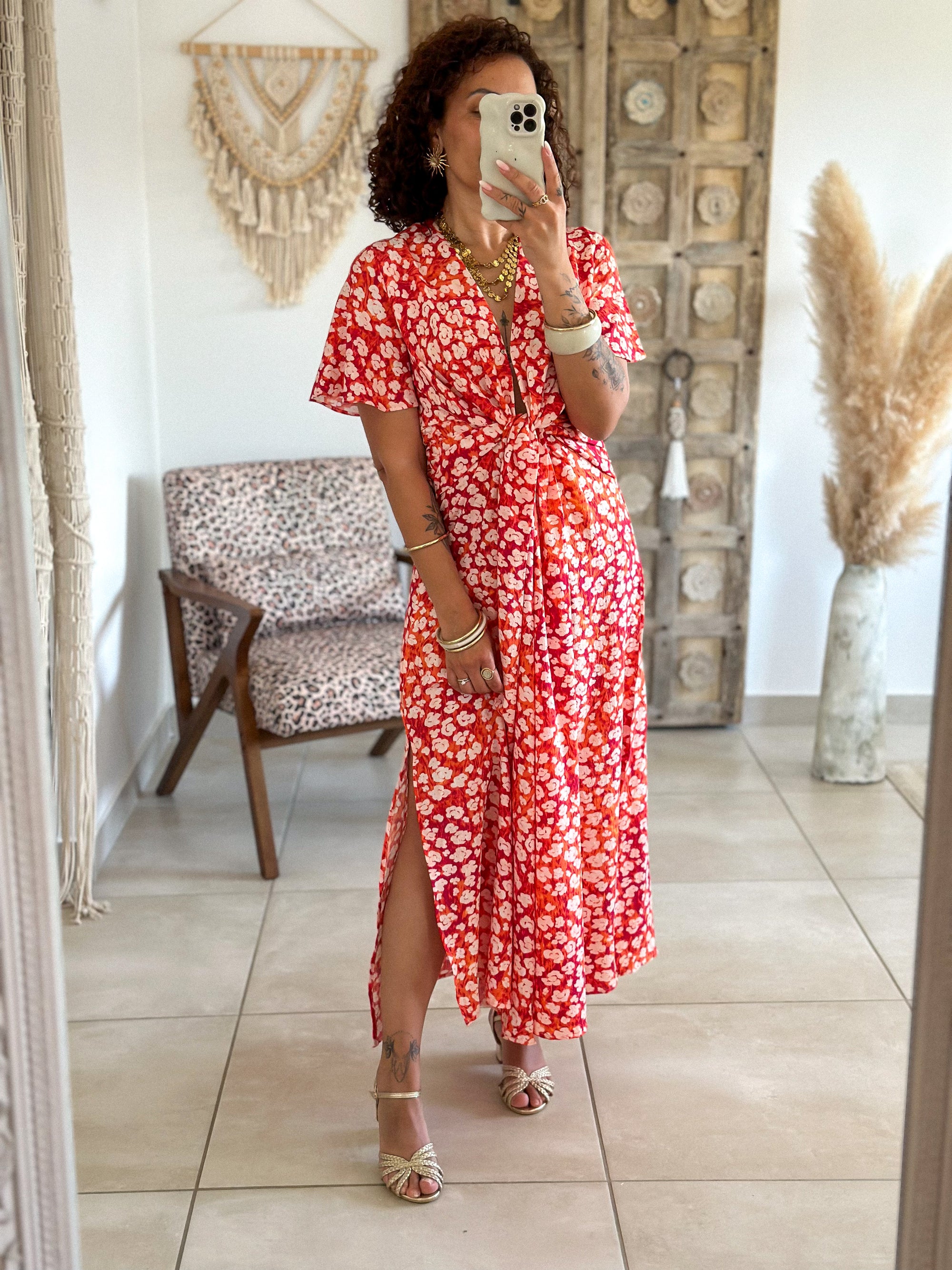 Robe Lana - Fleurie rouge