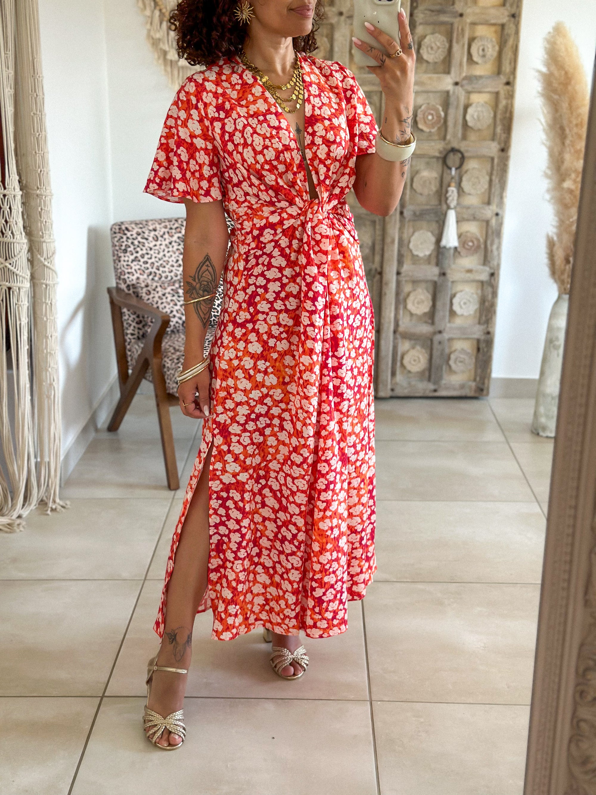 Robe Lana - Fleurie rouge
