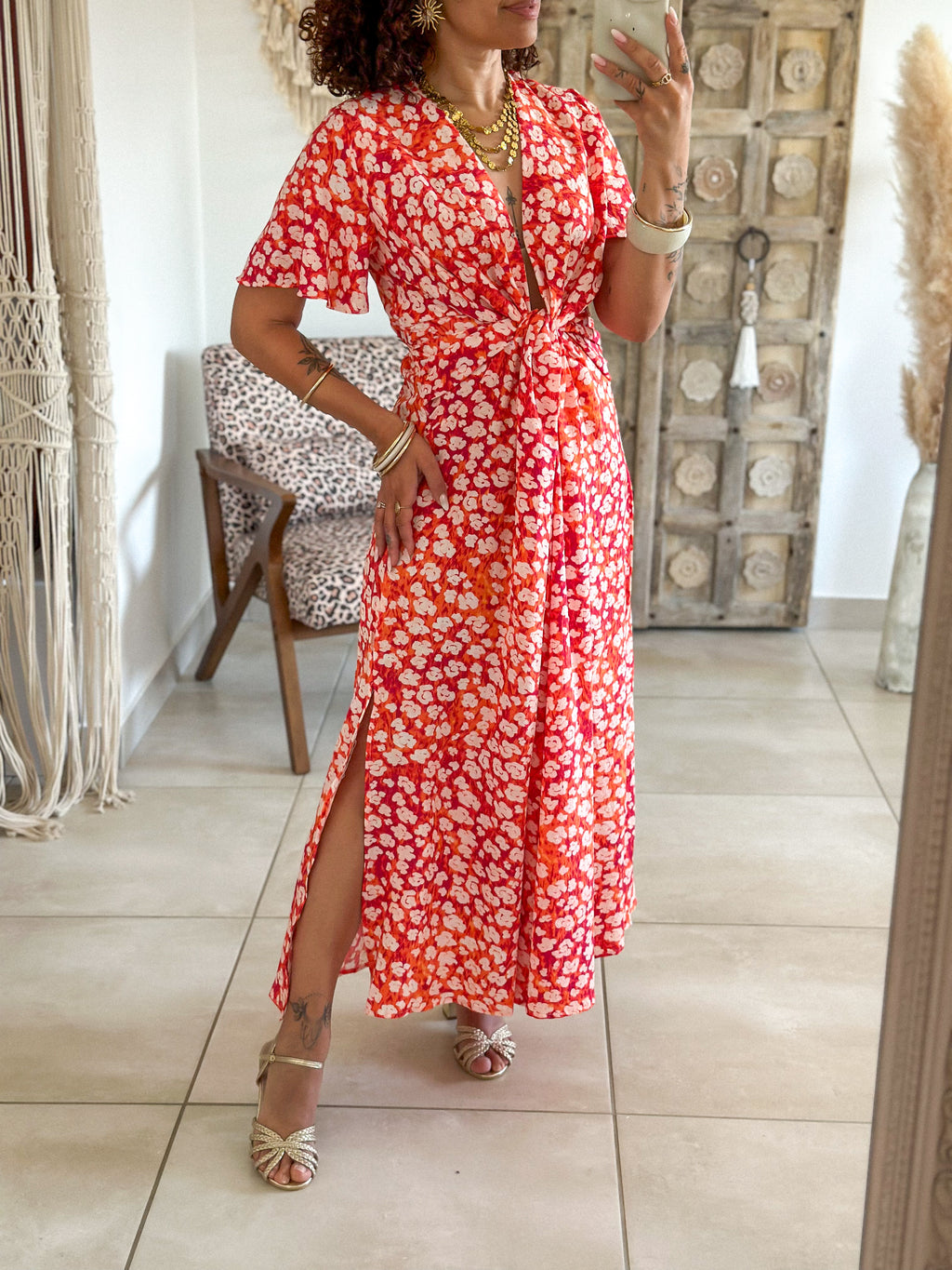 Robe Lana - Fleurie rouge
