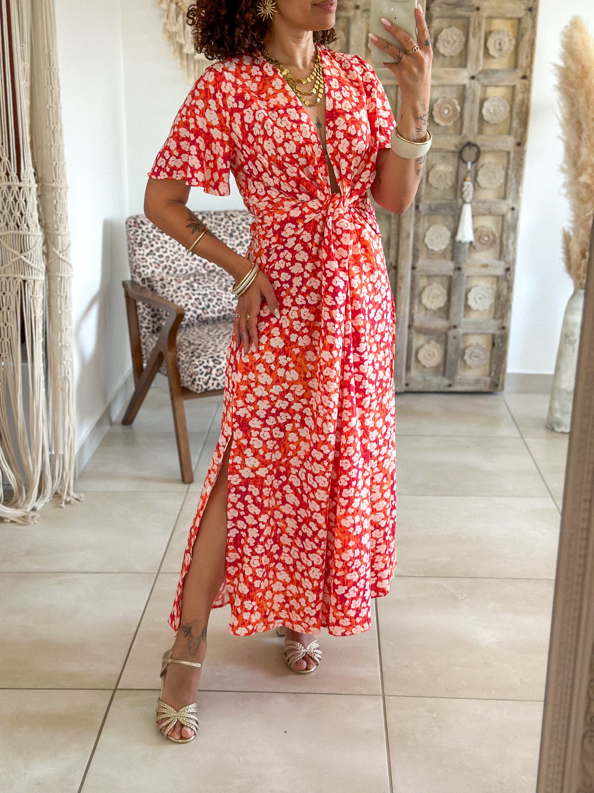 Robe Lana - Fleurie rouge