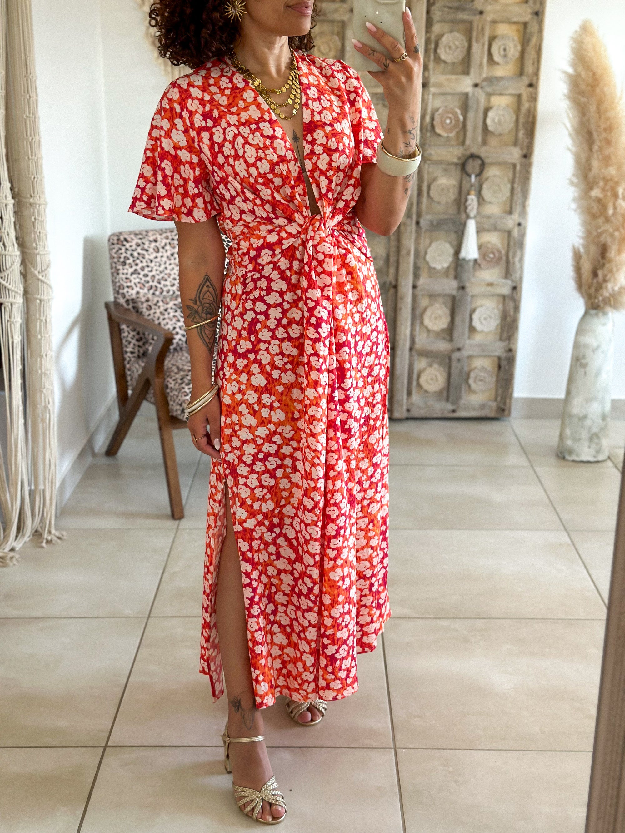 Robe Lana - Fleurie rouge