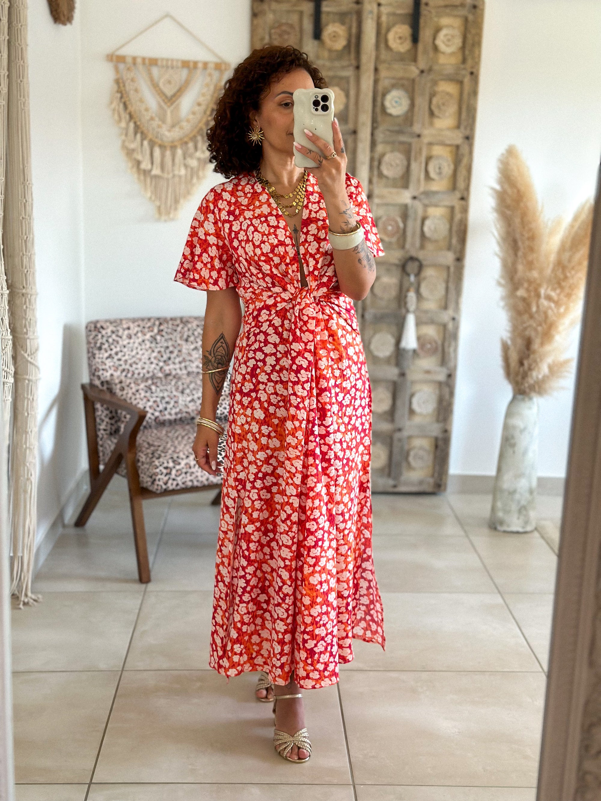 Robe Lana - Fleurie rouge