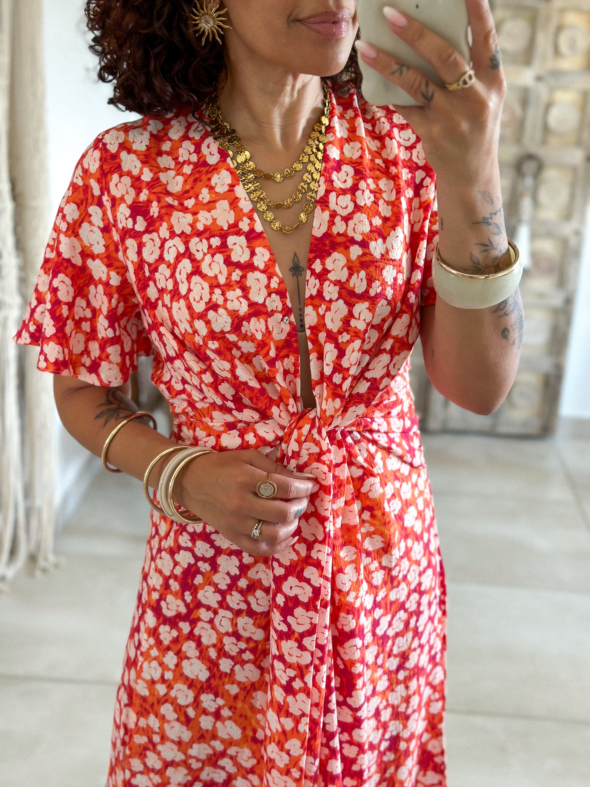 Robe Lana - Fleurie rouge
