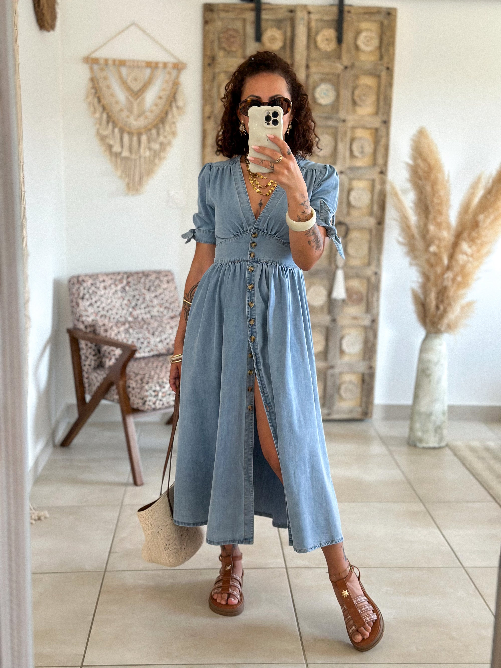 Robe Eloïse - Longue en jean bleu