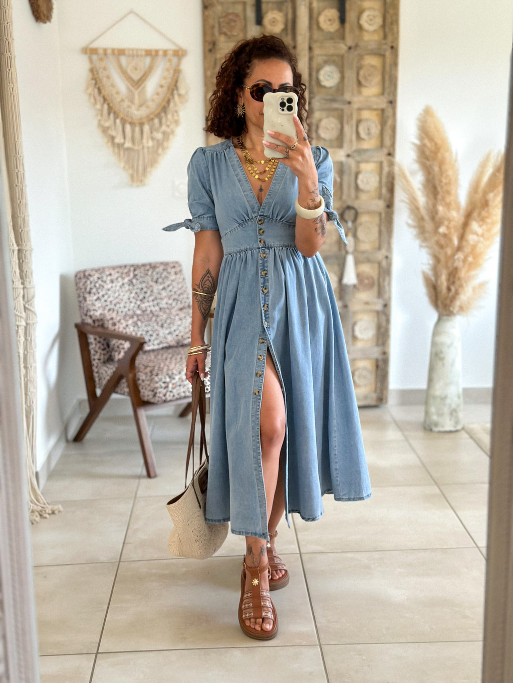 Robe Eloïse - Longue en jean bleu