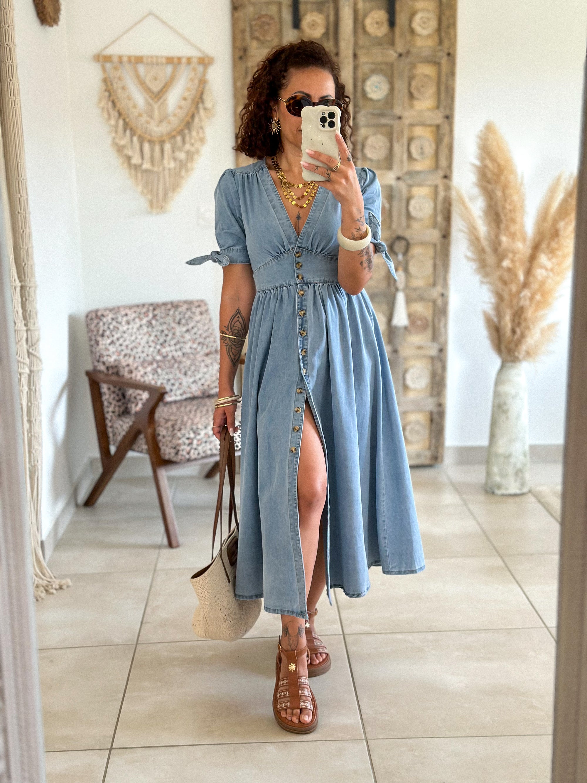 Robe Eloïse - Longue en jean bleu