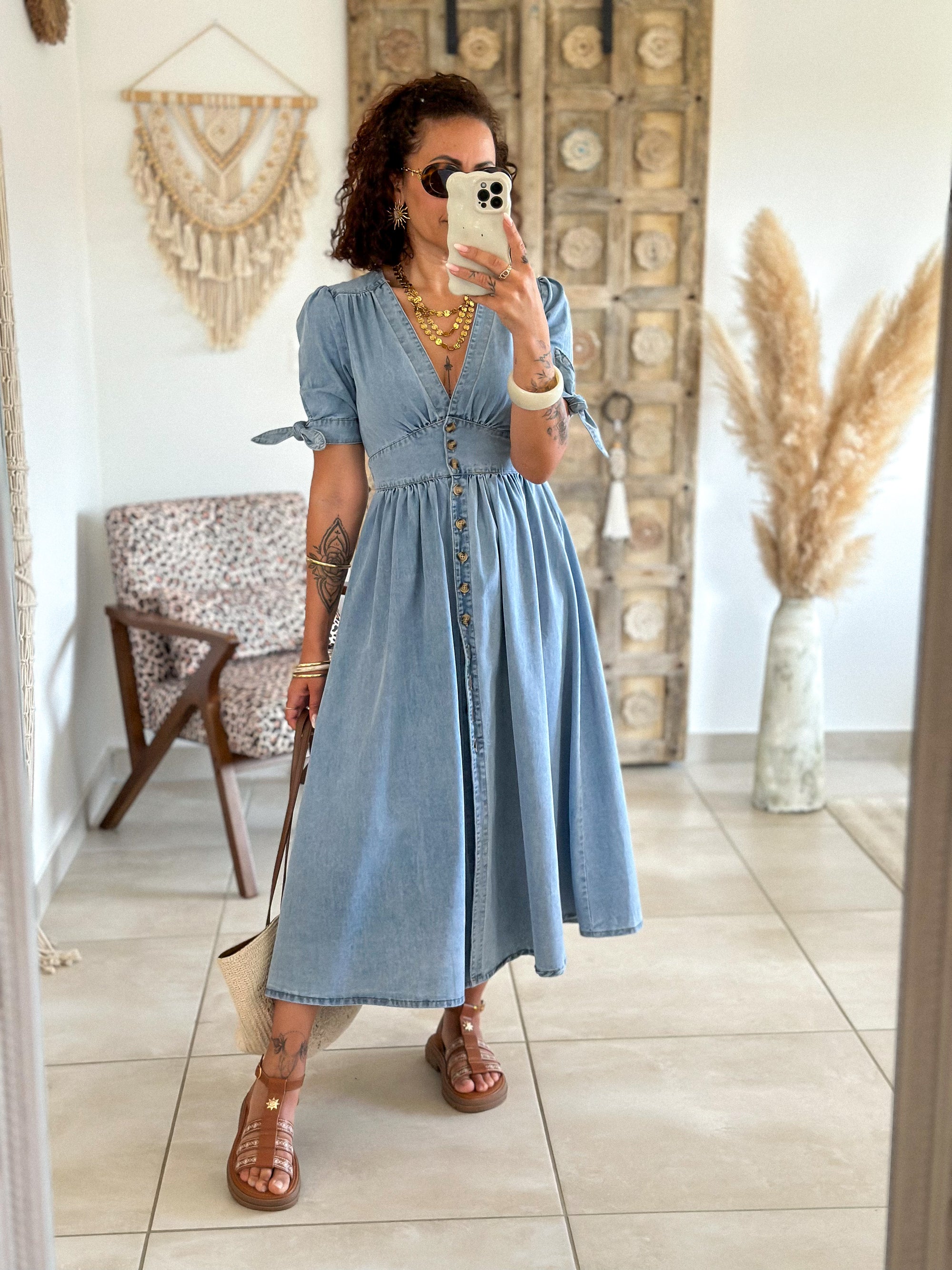 Robe Eloïse - Longue en jean bleu